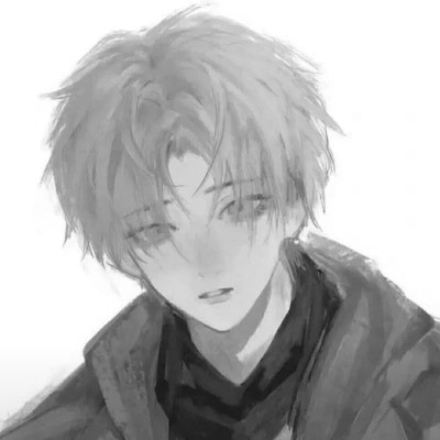 优质动漫男头像黑白高清图片