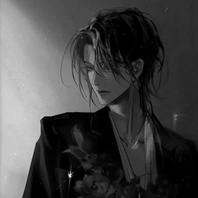 优质动漫男头像黑白高清图片
