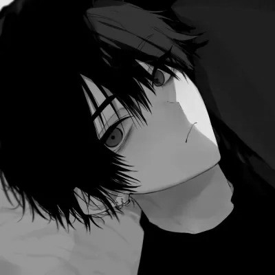 优质动漫男头像黑白高清图片
