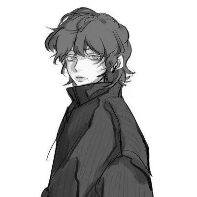优质动漫男头像黑白高清图片