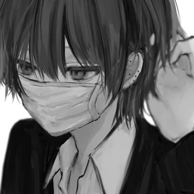 优质动漫男头像黑白高清图片