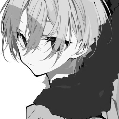优质动漫男头像黑白高清图片