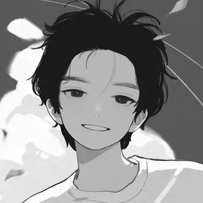 优质动漫男头像黑白高清图片