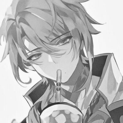 优质动漫男头像黑白高清图片