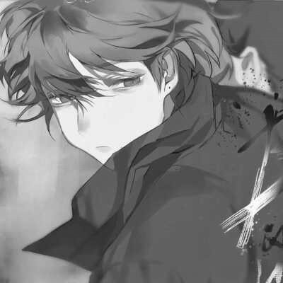 优质动漫男头像黑白高清图片