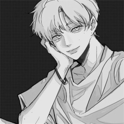 优质动漫男头像黑白高清图片