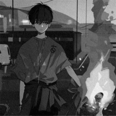 高质男头动漫黑白图片