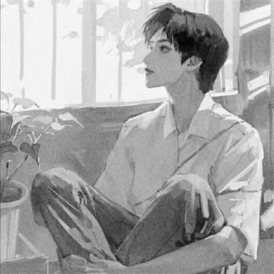 高质男头动漫黑白图片