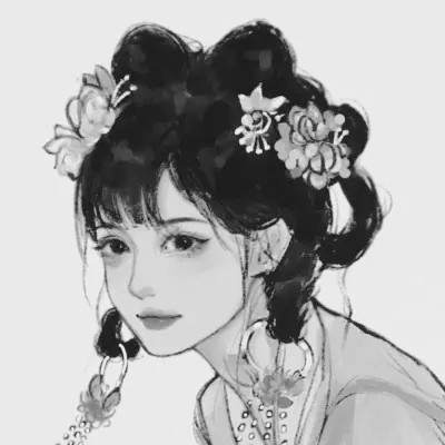 黑白系古风女头