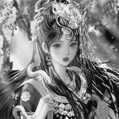 黑白系古风女头