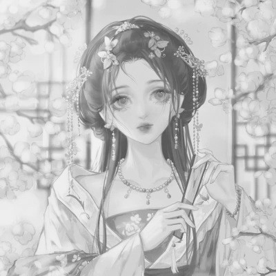 黑白系古风女头