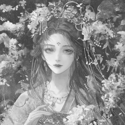 黑白系古风女头
