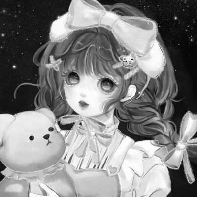 超可爱的黑白动漫女生头像图片