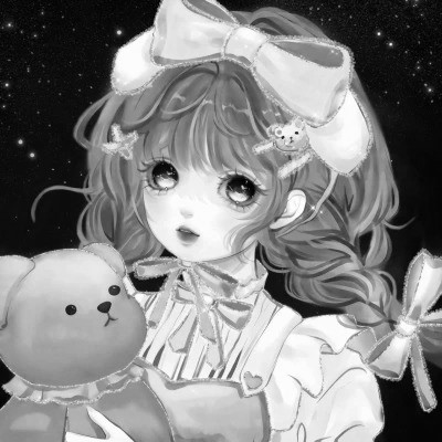 超可爱的黑白动漫女生头像图片