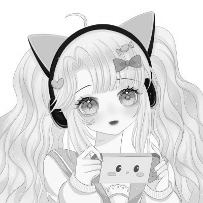 超可爱的黑白动漫女生头像图片