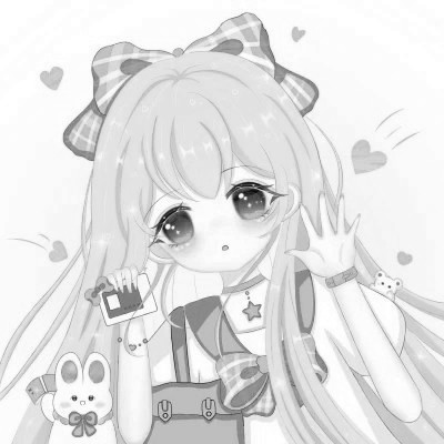 超可爱的黑白动漫女生头像图片