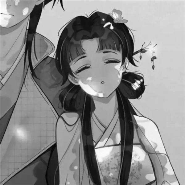 古风情头高清黑白手绘图片