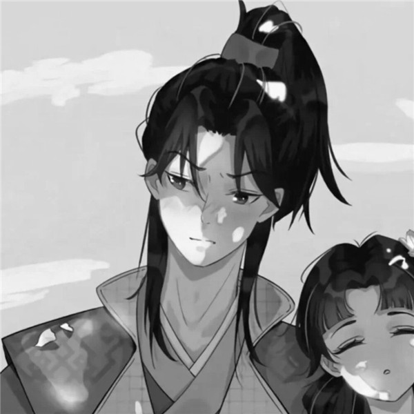 古风情头高清黑白手绘图片