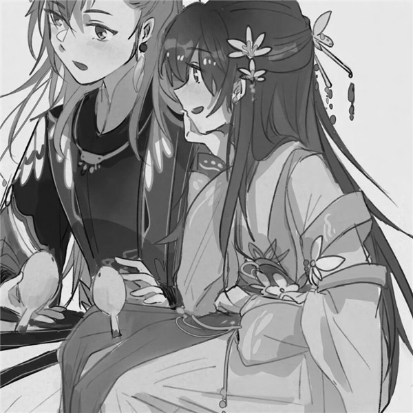 古风情头高清黑白手绘图片