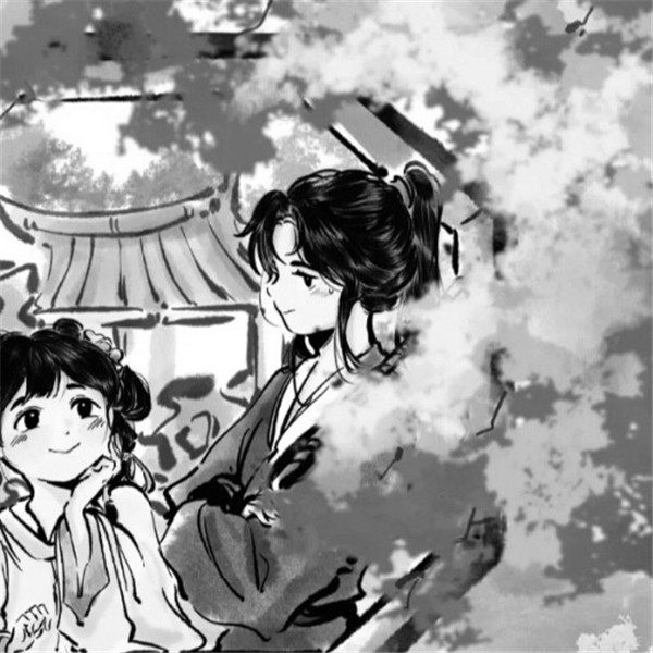 古风情头高清黑白手绘图片