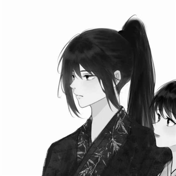 古风情头高清黑白手绘图片