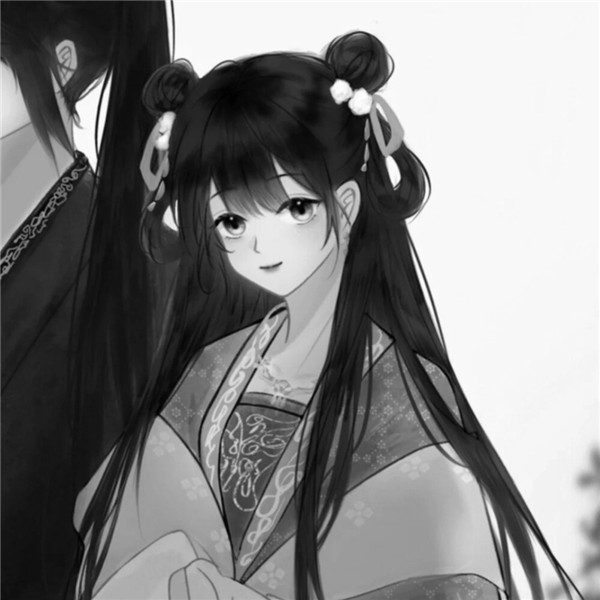 古风情头高清黑白手绘图片