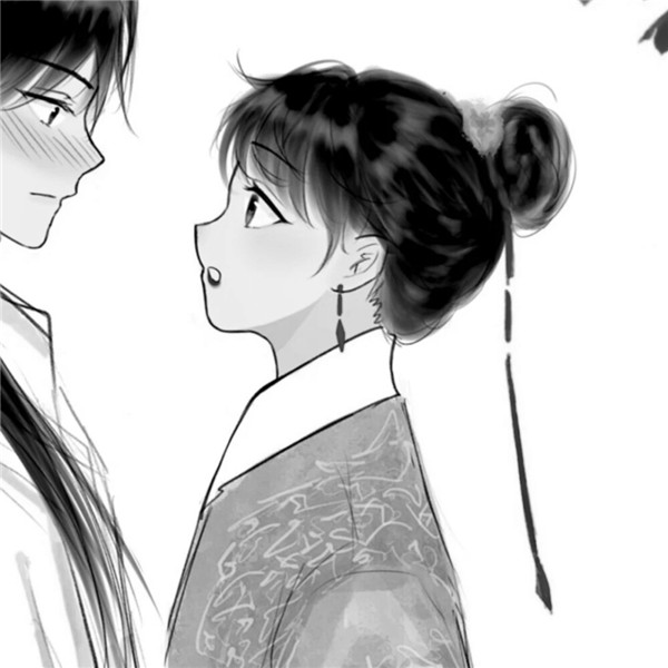 古风情头高清黑白手绘图片