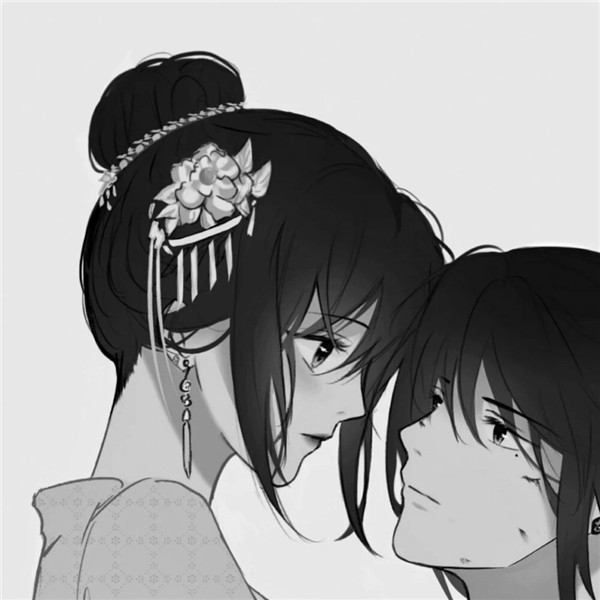 古风情头高清黑白手绘图片