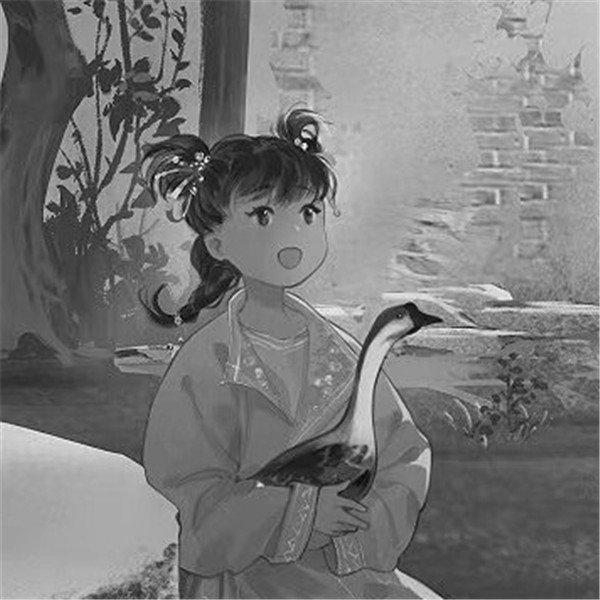 古风情头高清黑白手绘图片