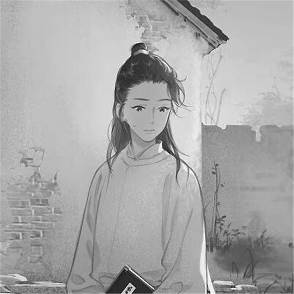 古风情头高清黑白手绘图片