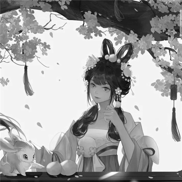 古风情头高清黑白手绘图片