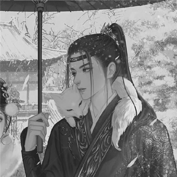 古风情头高清黑白手绘图片