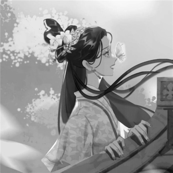 古风情头高清黑白手绘图片
