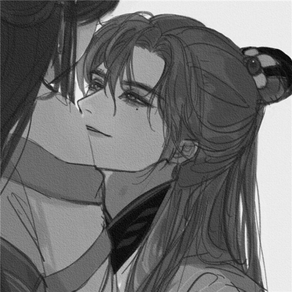古风情头高清黑白手绘图片