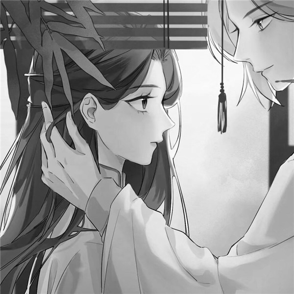 古风情头高清黑白手绘图片
