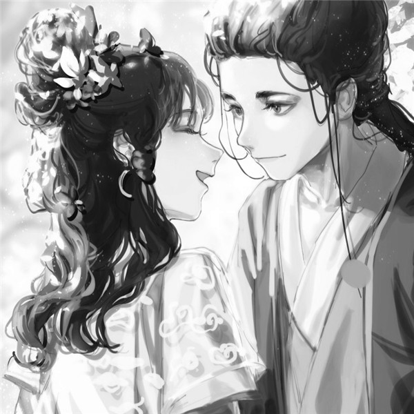 古风情头高清黑白手绘图片