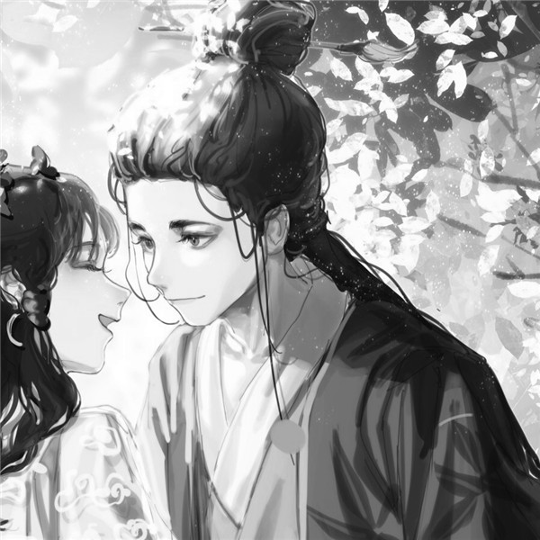 古风情头高清黑白手绘图片