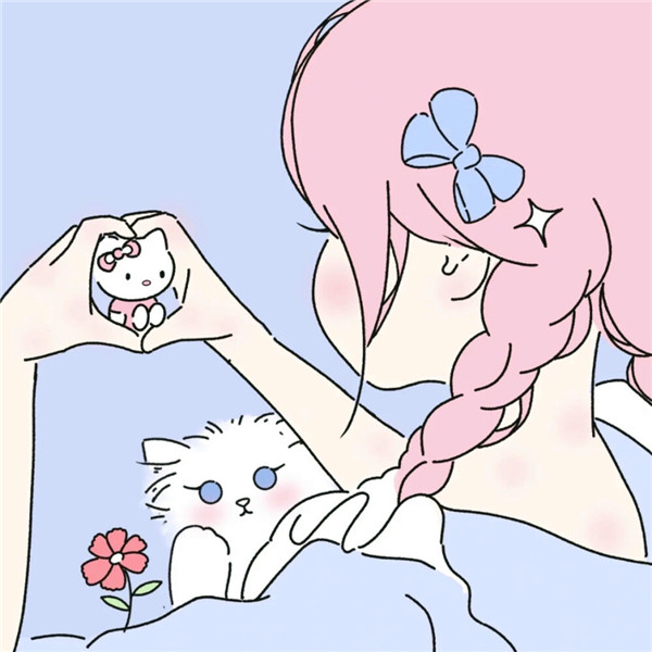 猫咪和女生头像图片
