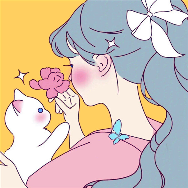 猫咪和女生头像图片