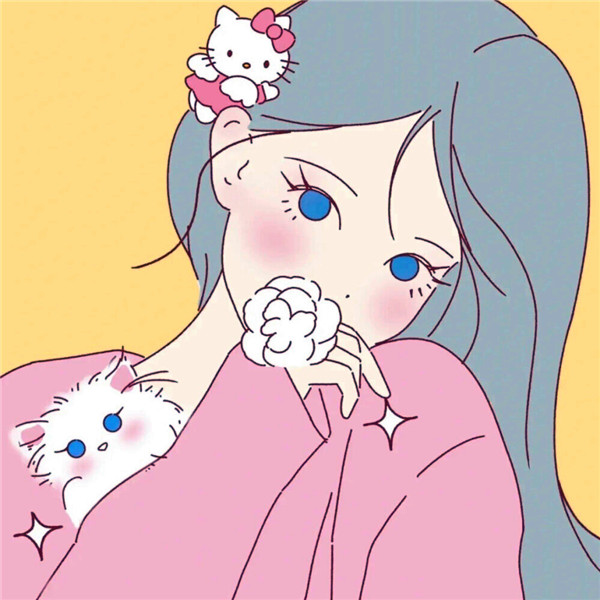 猫咪和女生头像图片
