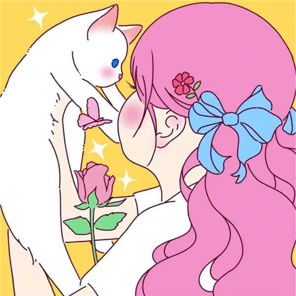猫咪和女生头像图片