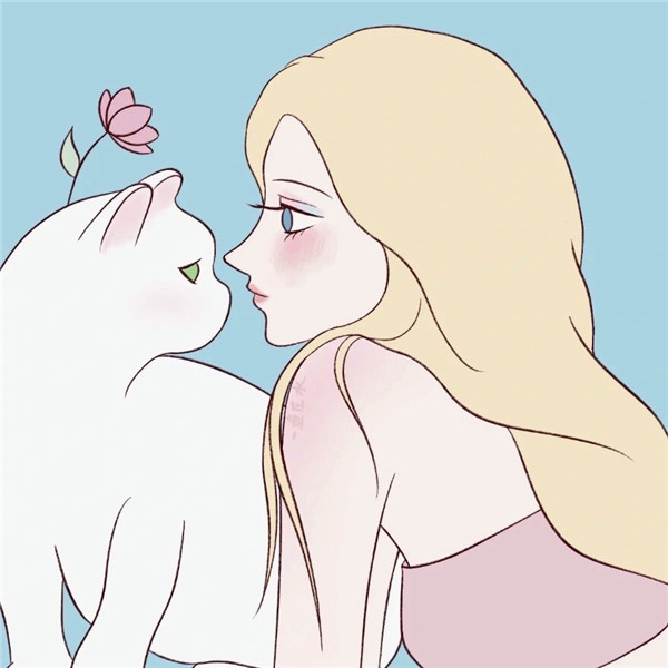 猫咪和女生头像图片