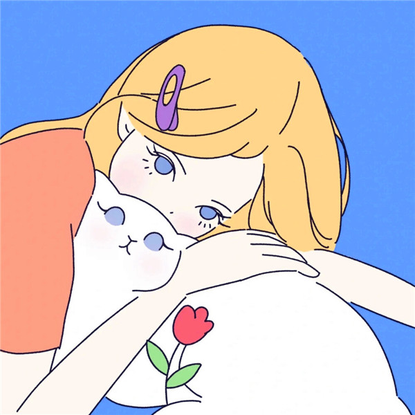 猫咪和女生头像图片