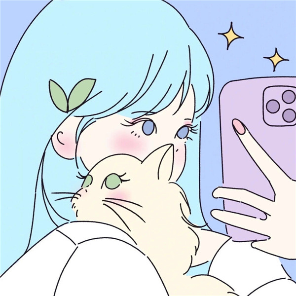 猫咪和女生头像图片