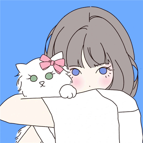 猫咪和女生头像图片