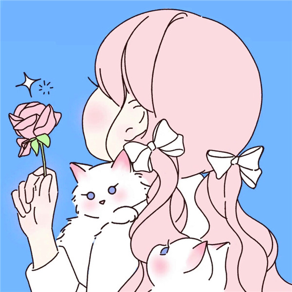 猫咪和女生头像图片