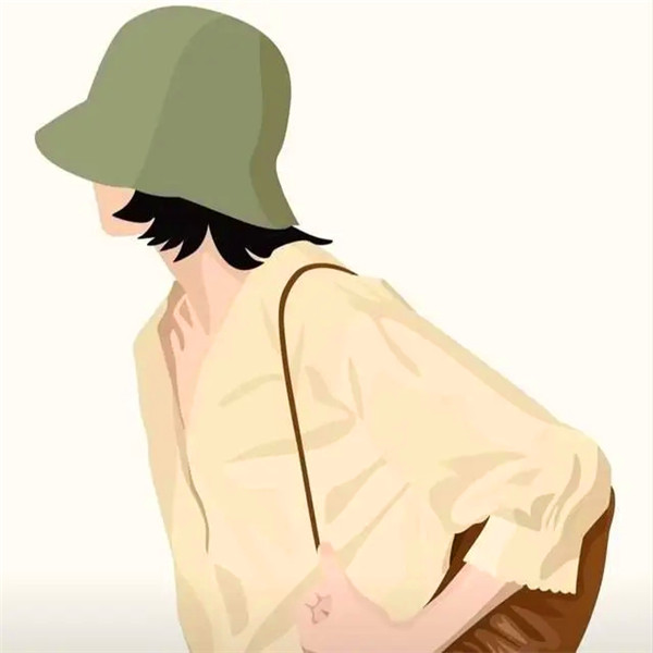 女头温柔干净手绘背影图片