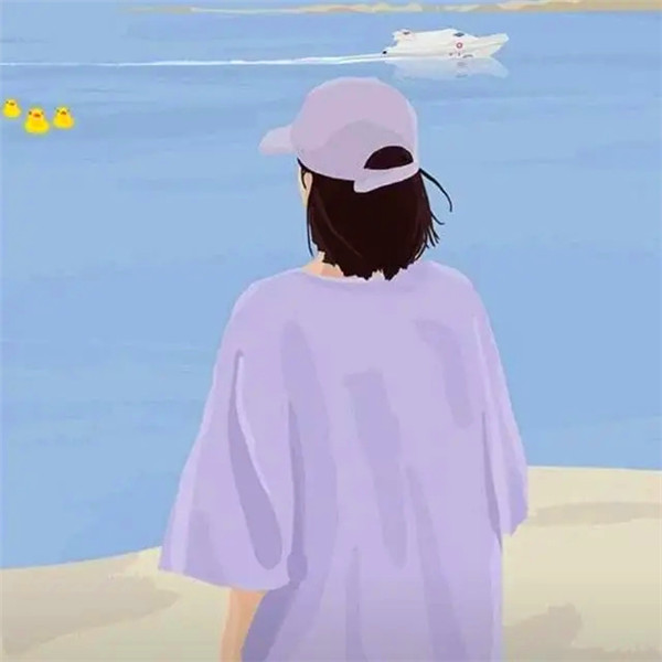 女头温柔干净手绘背影图片