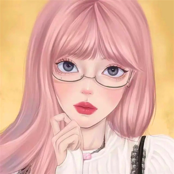 手绘戴眼镜卡通头像女生温柔动漫图片