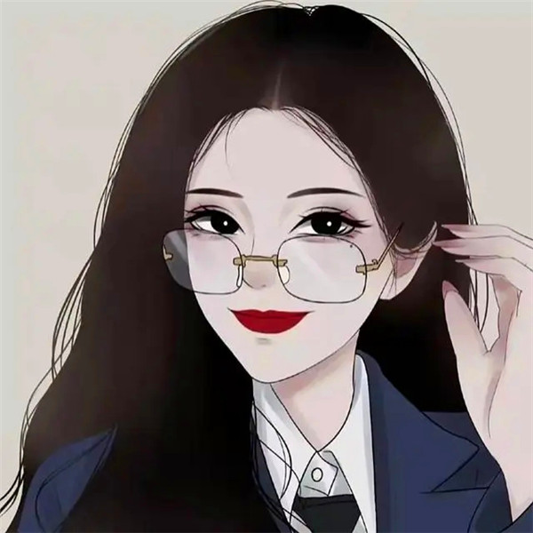 手绘戴眼镜卡通头像女生温柔动漫图片